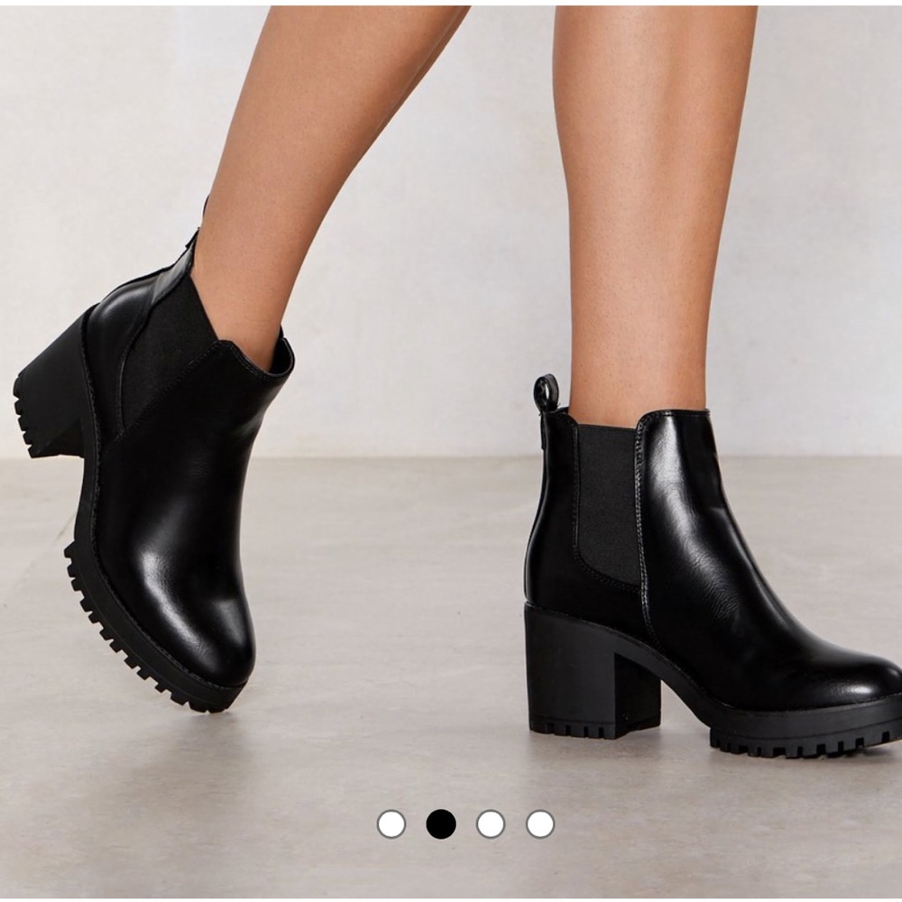 Black chunky block Booties/Ankle Boots